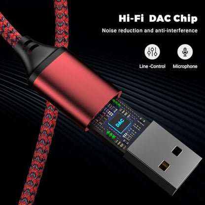 USB to Aux External Sound Card,USB to 3.5mm Jack Audio Adapter for PS4/PS5 | Aux to USB,USB to 3.5mm TRRS Female Headset for PS4/PS5/Headphone/Mac/Linux/Laptop/Desktops/Docking Station(Red)