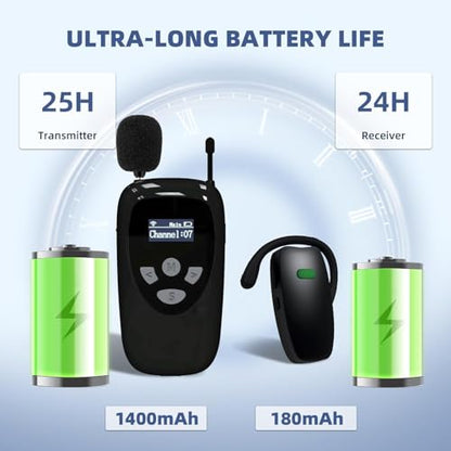 Wireless Tour Guide System, 2 Transmitters 10 Receivers | Tour Guide Headsets, 10-Slot Charge Base, Tour Guide Microphone and Speaker, For Tours Museum Factory School