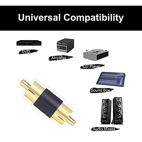 VCE RCA to 1/4" Audio Adapter 6-Pack Bundle with RCA Male to Male Coupler 5-Pack