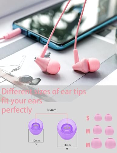 Teens Wired Earbuds with Case, 3.5mm Headphones for School, Crack pink - color: Crack pink