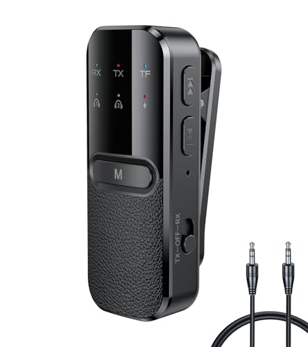 TSNAM Bluetooth Transmitter for TV to 2 Headphones Dual Link | Airplane Bluetooth Adapter for 2 AirPods, Bluetooth AUX Adapter for Car Handsfree Call, Supports Playing TF Card Music
