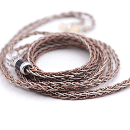 Linsoul TRIPOWIN C8 8-Core Silver Copper Foil Braided Earphone Upgrade Cable, In Ear Monitor Cable, Tinsel Silver Copper Wire, with 3.5mm Audio Jack for Musicial Audiophile(Without Mic, Recessed 2pin) - style: Without Mic Recessed 2pin
