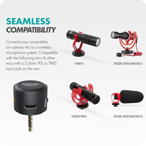 Movo WM-VXR10 Wireless Shotgun Mic Adapter for Camera/DSLR/3.5mm/TRS - Compatible VXR10, VXR10-PRO, and Rode VideoMicro - size: 3.5mm / Camera
