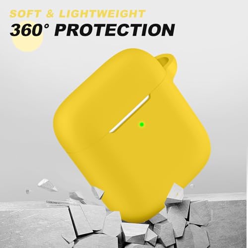 for AirPods Case Cover, Come with Clean Pen，Soft Silicone Protective Cover for Women Men Compatible with Apple AirPods 2nd 1st Generation Charging Case, Front LED Visible,Yellow - color: C2-Yellow+pen