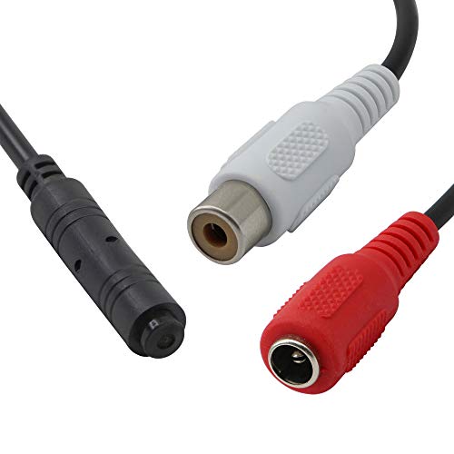 GINTOOYUN High Sensitive Microphone, Mini Audio Pickup for CCTV Security Camera, with Power Cord and Audio Cable