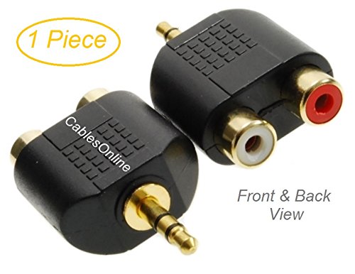 CablesOnline 3.5mm (1/8") Stereo Male to 2-RCA Red/White Bands Female Audio Adapter, AV-A17RW
