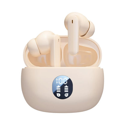 Wireless Earbuds, Bluetooth 5.4 Headphones Stereo Bass with Noise Cancelling Mic, Playtime in Ear Ear Buds with LED Power Display Charging Case, IPX7 Waterproof , for Sports Work Gaming (beige) - color: Beige