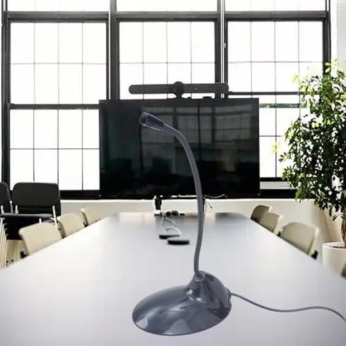 Plug and Play Omnidirectional Computer Microphone, Desktop Condenser Mic with 3.5mm for Laptop Video Conferencing Gaming
