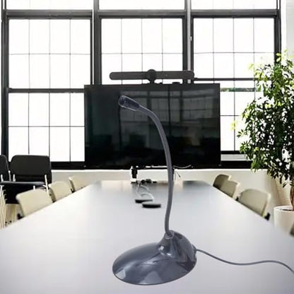 Plug and Play Omnidirectional Computer Microphone, Desktop Condenser Mic with 3.5mm for Laptop Video Conferencing Gaming