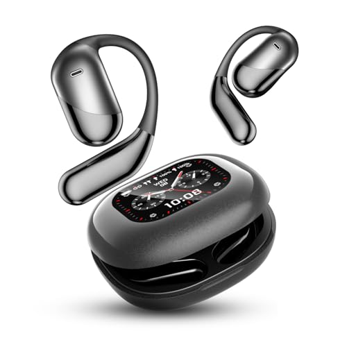 Q16 PRO Wireless Translation Earbuds with 70 Hour Bluetooth 5.4 Sports, Open wear, Wireless Bluetooth Smart Touch Screen, Ear Cup Earbuds with Ear Hooks, IPX5 Waterproof (Black) - color: Black