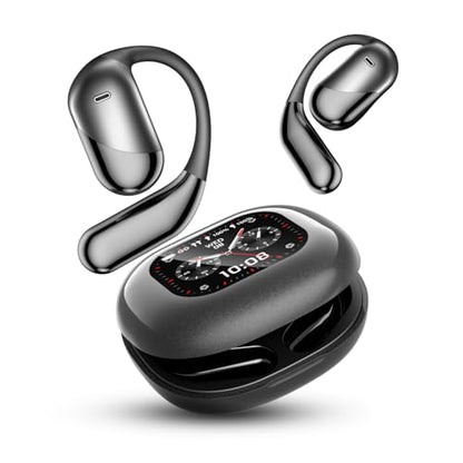 Q16 PRO Wireless Translation Earbuds with 70 Hour Bluetooth 5.4 Sports, Open wear, Wireless Bluetooth Smart Touch Screen, Ear Cup Earbuds with Ear Hooks, IPX5 Waterproof (Black) - color: Black