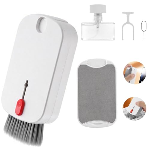 5 in 1 Phone Cleaner Kit, Portable Cleaning Kit Phone Charging Port Cleaner, Laptop Computer Earbud Headphone Cleaner Tool Set for iPhone Keyboard Screen Speaker Lens - color: white-Q5
