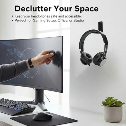 Heavyrain 2PCS Under Desk Headphone Hanger | Storage Hook Metal Desk Edge Hook Hanger with Clamp-On Design (Medium) - size: Medium