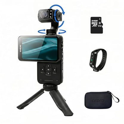 ORDRO M5 Pocket Camera 5K Handheld Video Camera Vlogging Camcorder 3.5-inch Rotating Touch Screen 3-Axis Stabilization IR Night Vision WDR Face Follow (M5 Combo)