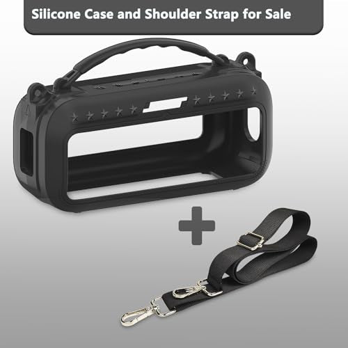 JCHPINE Silicone Cover Case for Bose SoundLink Plus Portable Speaker | Protective Soft Silicone Case with Carrying Handle and Shoulder Strap (Black) - color: Black Case