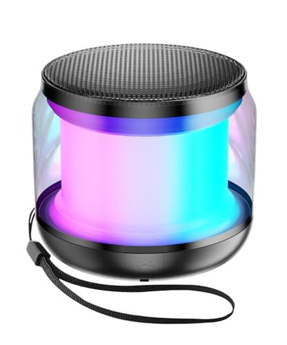 Mini Portable Bluetooth Speaker, TWS Pairing Bass LED Lights, Rechargeable | Long Playtime, Stereo Sound, BT 5.3, Home & Outdoor, AUX Input, TF Card, Lanyard, Christmas Birthday Gifts for Men Women Kids - color: Black