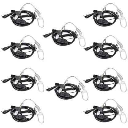 Retevis Surveillance Radio Earpiece, Coiled Cord, for H777/RT22/RT68/RT21 | Compatible with Pxton, Baofeng, Kenwood Walkie Talkie, Security, Police, Walkie Talkie Earpiece with Mic(10 Pack)