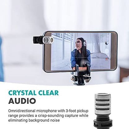 Movo MA5SP 3.5mm TRRS Shotgun Microphone for iPhone or Android Devices - Omnidirectional Phone Microphone with 180° Rotation - Mini Travel Smartphone Microphone for Video, Vlogging, Interview, Travel