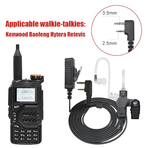 2Pack Walkie Talkies Earpiece with Mic Comfortable Acoustic Tube 2-Pin Headset with Mic Two Way Radio Earpiece for Baofeng UV-5R BF-888S,UV82 Retevis H777 RT22 - color: 2pcs