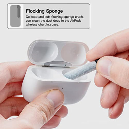 PZOZ Cell Phone Cleaning Kit for AirPods Pro/Pro 2nd/iPhone, 3 in 1 Cleaner Tool Accessories fit for Headphone, iPad Jack Lens, Charger Port Hole Plug, Speaker, Earbuds, Samsung Earphones (White)