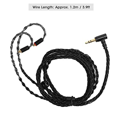 AstraLoom MMCX Earphone Cable Replacement Oxygen Free Copper Silver Plated Wire Balanced Sound for SE215 SE535 SE846 UE900 Headphones 3.5mm Audio Interface 1.2m Length (Black 3.5 Stereoscopic) - color: Black 3.5 stereoscopic