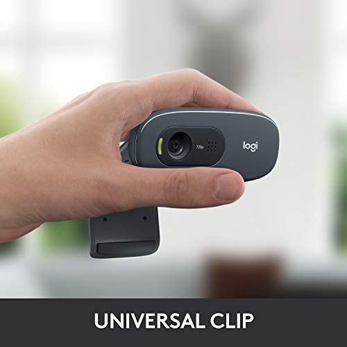 Logitech C270 720p 웹캠 플러그 앤 플레이 와이드 스크린 화상 통화 - 블랙 | 자동 조명 보정, 소음 감소 마이크, 줌, 마이크로소프트, 팀, 스카이프, 닌텐도 스위치 2 새로운 GameChat 모드, PC Mac 호환 - color: 블랙., size: 1개입, style: 720p