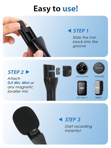YOUSHARES Handheld Interview Microphone Holder - Iron Magnetic Slide Rail Compatible wit DJI Mic Mini / 2&Rode Wireless Go II/PRO&Insta360 Mic Air, Universal Lavalier Wireless Microphones - color: Style_B