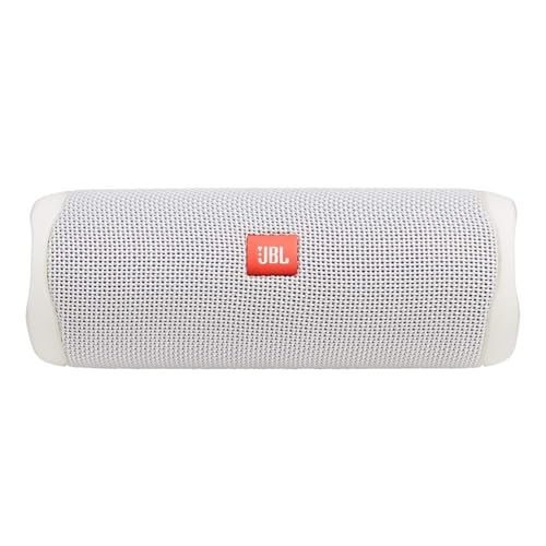 JBL FLIP 5, Waterproof Portable Bluetooth Speaker, White, 3.6 x 3.6 x 8.5 | Sounds better than ever, Bring the party anywhere, Make a splash with IPX7 waterproof design, A rainbow of colours - color: White