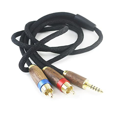 NewFantasia 4.4MM Balanced Male to 2 RCA Male Audio Adapter Cord 4.4mm to 2 RCA Balanced Cable Walnut Wood Shell 1.5m/4.9ft