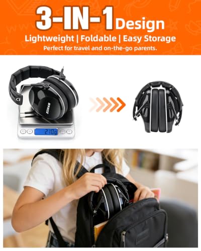 ZOHAN 032 Kids Noise Canceling Headphones - 25dB NRR Kids Ear Protection Earmuffs for School, Monster Jam, Fireworks, Travel, Air Show, Concert, Autism - Black - color: Black