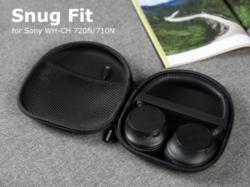 Ginsco New Case Compatible with Sony WH-CH 720N/710N Noise Canceling Wireless Headphones, with JBL Tune 770NC 720BT SoundCore Q20 BERIBES/KVIDIO/Picun Hard Shell Travel Carrying Headset Case (Black) - color: Black