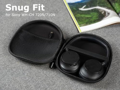 Ginsco New Case Compatible with Sony WH-CH 720N/710N Noise Canceling Wireless Headphones, with JBL Tune 770NC 720BT SoundCore Q20 BERIBES/KVIDIO/Picun Hard Shell Travel Carrying Headset Case (Black) - color: Black