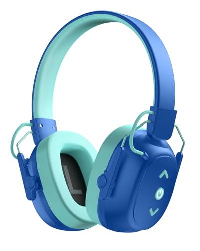 Kids Noise Cancelling Headphones, Sound Proof Ear Protection, 29dB SNR Noise Reduction Bluetooth 6.0 Earmuff, 94dB Lock - 80H Playtime, Hearing Protection for Autism, Shooting Gun Range Mowing (Blue) - color: Blue