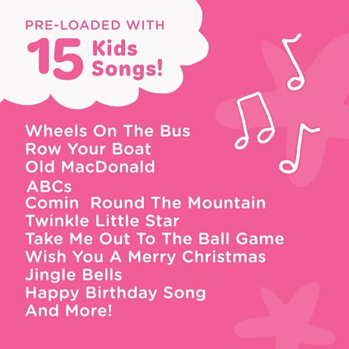 Move2Play, Kids Karaoke Microphone | Includes Pre-Loaded Songs & Bluetooth | Kids Birthday Party Gift | Toy for All Ages 2, 3, 4, 5, 6+ Year Old Girls, Boys & Toddlers - color: White/Pink