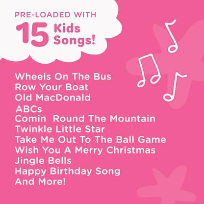 Move2Play, Kids Karaoke Microphone | Includes Pre-Loaded Songs & Bluetooth | Kids Birthday Party Gift | Toy for All Ages 2, 3, 4, 5, 6+ Year Old Girls, Boys & Toddlers - color: White/Pink