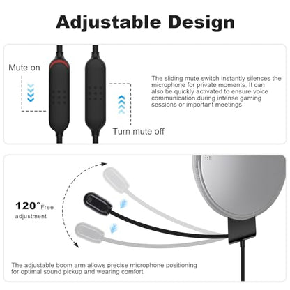 QC35 Boom Microphone Compatible with Bose QC35 & QC35 II Headphones, Boom Gaming Microphone Cable with Mute Switch for PS4, PS5, PC, Laptop, Xbox One Controller