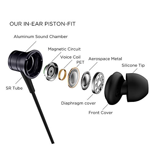 1MORE Piston Fit in-Ear Earphones Fashion Durable Headphones with 4 Color Options, Noise Isolation, Pure Sound, Phone Control with Mic - color: Black