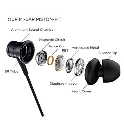 1MORE Piston Fit in-Ear Earphones Fashion Durable Headphones with 4 Color Options, Noise Isolation, Pure Sound, Phone Control with Mic - color: Black
