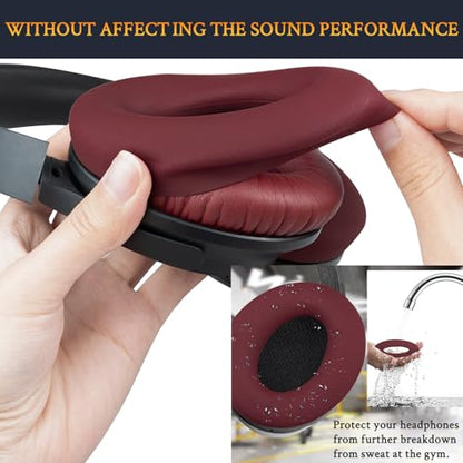 SOULWIT Replacement Kit for Bose QC15/QC2 QuietComfort Headphones, Ear Pads Cushions + Headband + Silicone Earpads Cover Protector - Burgundy - color: Burgundy