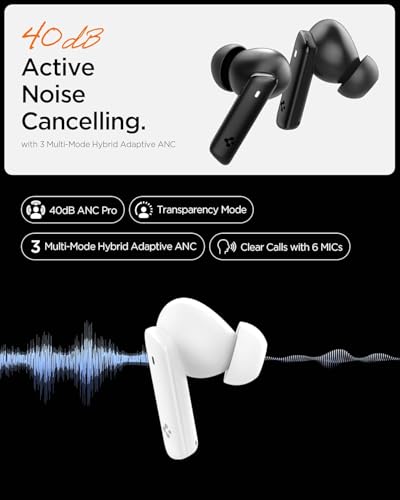 Spigen True Wireless Earbuds, Active Noise Cancellation Bluetooth Earbuds | 30H Playtime, EQ Customizing App, 6 Mics, Gaming Mode, LCP Graphene Driver - Black - color: Black