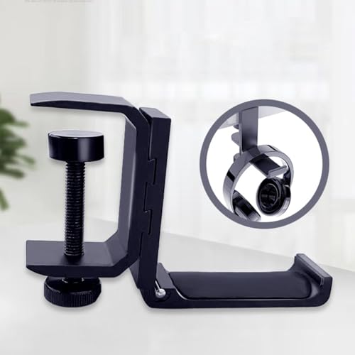 Headphone Holder with Adjustable Clamp Mount Desk Organizer Stand Foldable Hanger Anti-Slip Cushioned Pads Aviation Aluminum Construction Suitable for Office Home Use