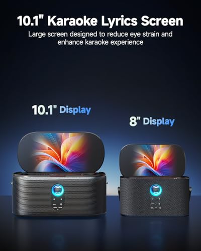 Ikarao Karaoke Machine for Adults, with Lyrics Display, 10.1" Screen, 280W, 2+2 Channel, 2 Wireless Microphone, Autotune EQ, Self-Charging, Portable Home Karaoke System with KaraFun Prime, HDMI for TV