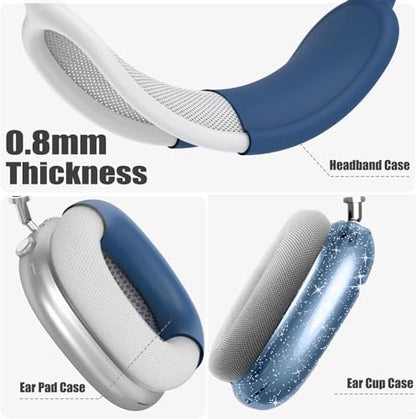 [4 in 1] Case Cover for AirPods Max 2/1 (2026/2024/2020) Ear Pad Case Cover/Headband Cover/Ear Cups Cover with Bling Star for Apple AirPods Max Headphones (Bling Deep Blue Star) - color: Bling Deep Blue Star