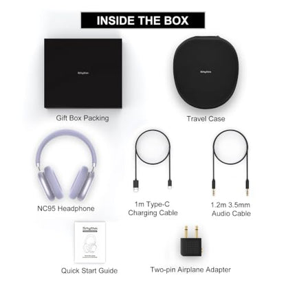 Srhythm NiceComfort 95 Adaptive Noise Cancelling Headphones Wireless | Bluetooth with Spatial Audio,Transparency,ENC,HD Sound,Low Latency for Gaming,Slim Headphones Lightweight - color: Romantic Purple