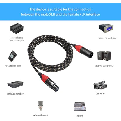 XLR Cable 50ft 4 Packs - Premium Balanced Microphone Cable with 3-Pin XLR Male to Female Mic Speaker Cable, Black and White Grid Layer, Pure Copper and Plated Conductors - color: Black White Grid, size: 50 FT, 4Packs