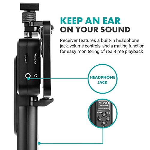 Movo WMX-7-SP VHF Wireless Lavalier Microphone System for Smartphones - Wireless Lav Mic for iPhone and Android - 16 Channel Handheld Receiver - Microphone with Wireless Audio Transmitter