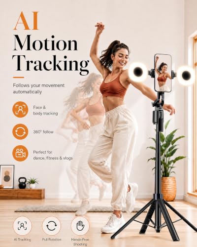 UBeesize 71" Vlogging Kit, Face Tracking Tripod, Desk Stand, Mics & Light - size: 71in