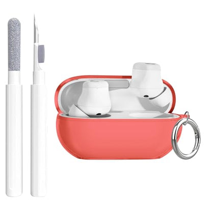 Aircawin for Beats Solo Buds Case Clear,TPU for Beats Solo Buds Cover 2024 | Shockproof Full Protective Soft Transparent TPU Cover for Beats Solo Earbuds with Keychain and Cleaning Pen-Red - color: Light Red