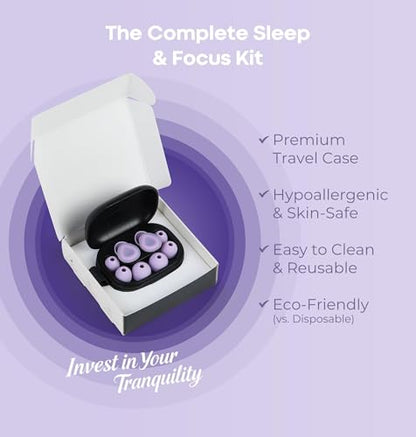 LC-dolida Aura Pro Sleep Earplugs, 38dB Higher Noise Reduction - Ultra-Soft Silicone for Snoring & Noise Blocking, Skin-Safe Custom Fit, Sleek & Reusable for Travel, Office(Purple) - color: Purple