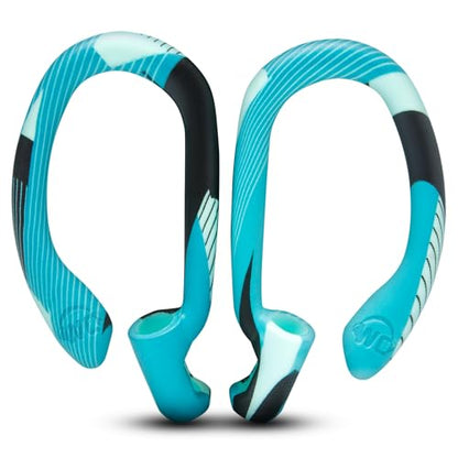 WC HookZ - Patented Upgraded Over Ear Hooks for AirPods Pro 1, 2 & AirPods 1, 2 & 3- Two Size Pairs Included in Package, Unique Left & Right Hook, Made by Wicked Cushions | Cyan Prism - color: Cyan Prism